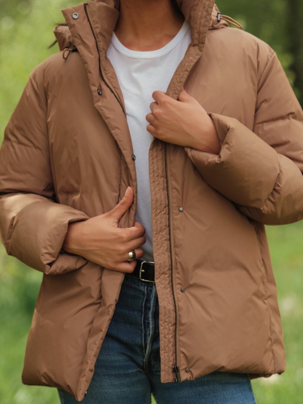 Jenni Kayne Down Puffer Coat in dark Khaki, Small - Picture 2 of 10